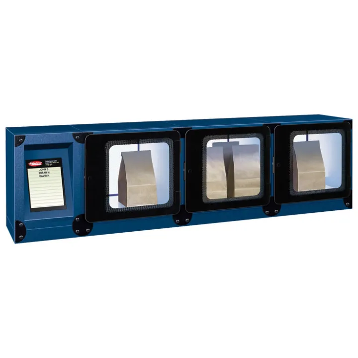 Flav-R 2-Go countertop food pickup locker with four heated cubbies