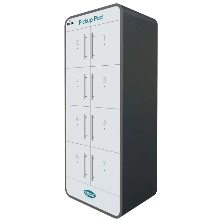 Pass-through heated Pickup Pod with eight thermostatically controlled cubbies