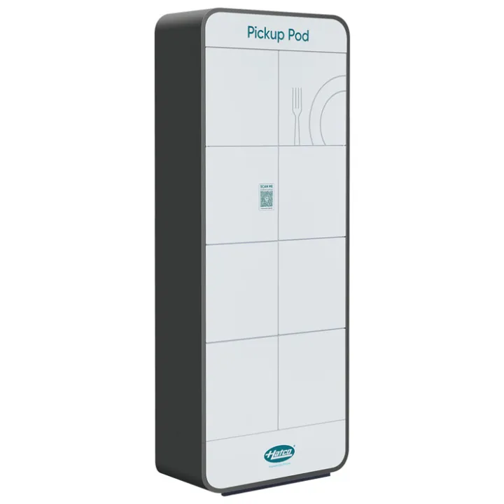 Pickup Pod self-service food pickup cabinet with eight cubbies
